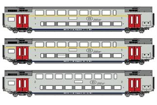 LS Models H0 (DC) SNCB Doppelstockwagen-Set M6 A/A/B, Ep. VI, 3-tlg.