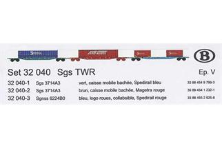 LS Models H0 SNCB Containerwagen-Set Spedirail/Magetra, 3-tlg.