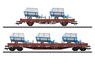 Märklin H0 DB AG Rungenwagen-Set 2, Landwirtschaftliche Geräte, Ep. VI, 2-tlg. (MHI) *komplett vorreserviert*