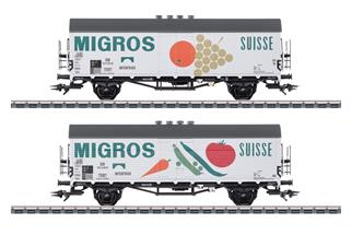 Märklin H0 DB Kühlwagen-Set Tnoms 35/Ths 42, MIGROS, Ep. III, 2-tlg. *werkseitig ausverkauft*