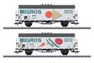 Märklin H0 DB Kühlwagen-Set Tnoms 35/Ths 42, MIGROS, Ep. III, 2-tlg. *werkseitig ausverkauft*