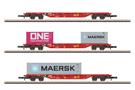 Märklin Z DB AG Containertragwagen-Set Sgns 691, ONE/Maersk, Ep. VI, 3-tlg. *werkseitig ausverkauft*