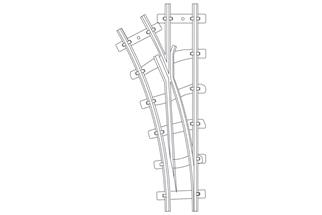 Minitrains H0e Weiche links, Radius 140 mm, 30°