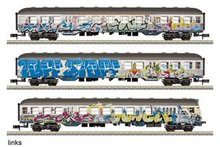 Minitrix N (Digital) DB Nahverkehrswagen-Set Silberlinge, Grafitti, Ep. IV, 3-tlg. (MHI)