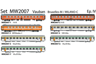 Models World H0 (DC) SNCB/SNCF Reisezug-Wagenset Vauban Bruxelles - Milano, Ep. IV, 7-tlg.