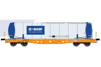 NME H0 Wascosa 48'-Container-Tragwagen Sgmmns, 45'-Container BASF blau, Ep. VI