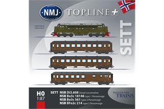 NMJ H0 (DC Sound) NSB Zugpackung mit Di3 und 3 Personenwagen {1033712}