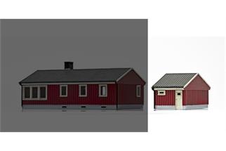 NMJ H0 Norwegische Garage, rot/weiss, Fertigmodell