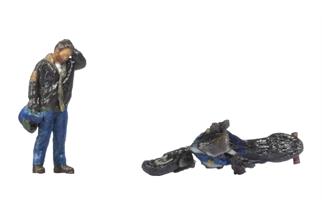 Noch H0 3D-Master-Einzelfigur Motorradunfall