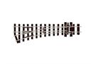 Peco H0e Code 80 Weiche links, Länge 125 mm, Radius 304 mm, 19.5°, ungleichm. Schwellen