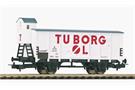 Piko H0 DSB gedeckter Güterwagen G02, Bier Tuborg, mit Bremserhaus, Ep. III