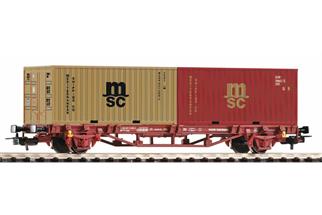 Piko H0 FS Containertragwagen, 2x20'-Container MSC, Ep. IV