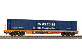 Piko H0 Wascosa Containertragwagen Sgnss, mit E-Aufbau saphirblau, Ep. VI