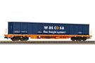 Piko H0 Wascosa Containertragwagen Sgnss, mit E-Aufbau saphirblau, Ep. VI