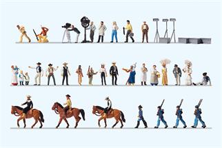 Preiser H0 Wild-West Filmset. 35 Figuren, Zubehör