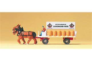 Preiser N Zweispänner mit Brauereiwagen