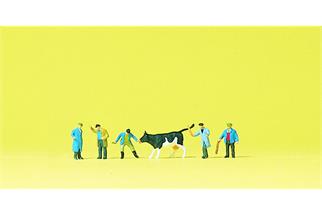Preiser Z Personen beim Viehhandel mit Kuh
