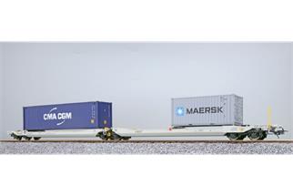 Pullman H0 DB Schenker Doppel-Taschenwagen Sdggmrs, CMA CGM/MAERSK, Ep. VI