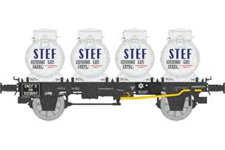 REE H0 SNCF Flachwagen, Milchcontainer STEF, Ep. III