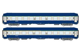 REE H0 SNCF Liegewagen-Set UIC-Y B9c9x/A4c4B5c5, blau/grau, Ep. IV-V, 2-tlg.
