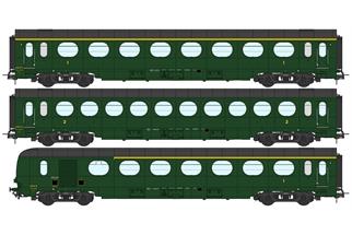 REE Modèles H0 (DC) SNCF Personenwagen-Set Saucisson A8/B10/A6d, Ep. IIIb, 3-tlg. *komplett vorreserviert*