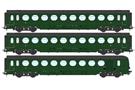 REE Modèles H0 (DC) SNCF Personenwagen-Set Saucisson B10/B10/B5d, Ep. IIIb, 3-tlg. *komplett vorreserviert*