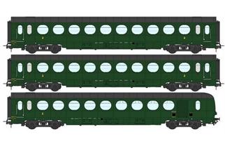 REE Modèles H0 (DC) SNCF Personenwagen-Set Saucisson B10/B10/B5d, Ep. IIIb, 3-tlg. *werkseitig ausverkauft*