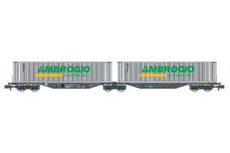 REE Modèles N NOVA Container-Doppeltragwagen Sggmrss, Ambrogio Intermodal