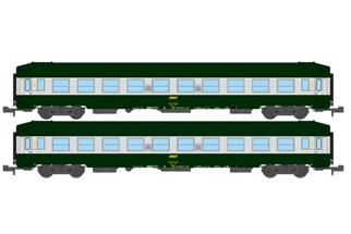 REE N SNCF Liegewagen-Set UIC B9c9 Vert / Alu Livrée C160 Ep. IV, 2-tlg.