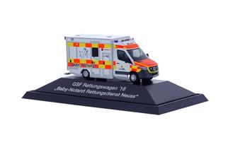 Rietze H0 GSF RTW '18, Baby-Notarzt Rettungsdienst Neuss
