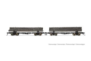 Rivarossi H0 Coos Bay Lumber Co. Holztransportwagen-Set #166 + #168, Ep. III, 2-tlg.