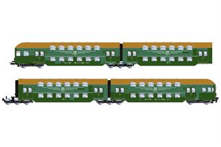 Rivarossi H0 (DC) DR Doppelstock-Gliederzug m. Steuerabteil, grün, Ep. IV, 4-tlg.