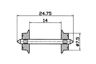 Roco H0 (AC) Radsatz Ø 7,5 mm (Inhalt: 2 Stk.)