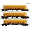 Roco H0 DB AG Selbstentladewagen-Set, DB Bahnbau Gruppe, Ep. VI, 3-tlg.