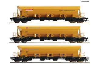 Roco H0 DB AG Selbstentladewagen-Set, DB Bahnbau Gruppe, Ep. VI, 3-tlg.