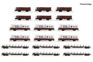 Roco H0 (DC) DB Display: Rangierbahnhof/Offene Güterwagen 18-tlg. Display