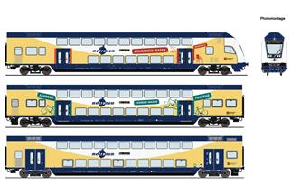 Roco H0 (DC Digital) Metronom Doppelstockwagen-Set 1, Ep. VI, 3-tlg.