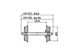 Roco H0 DC-Radsatz 11 mm, Achslänge 24,75 mm (Inhalt: 2 Stk.)