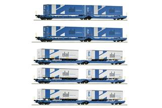 Roco H0 Eurowagon Doppeltaschen-Gelenkwagen-Display, Ekol, Ep. VI, 5-tlg. *werkseitig ausverkauft*