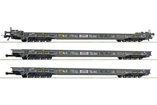 Roco H0 Hupac RoLa-Niederflurwagen-Set, Ep. V-VI, 3-tlg.