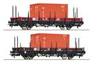Roco H0 MAV Schwenkrungenwagen-Set Ks, Container, Ep. IV, 2-tlg.