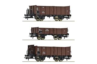 Roco H0 ÖBB Hochbordwagen-Set, Ep. III-IV, 3-tlg.