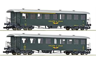 Roco H0 PBr Reisezugwagen-Set ABi/Bi, Vallée de Joux, Ep. IV-V, 2-tlg.