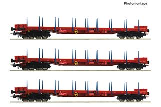 Roco H0 RailCargoWagon Rungenwagen-Set Rs, Ep. VI, 3-tlg.