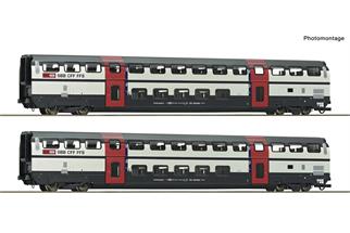 Roco H0 SBB Doppelstockwagen-Set 1 IC2000 B, 2. Klasse, Ep. V-VI, 2-tlg.
