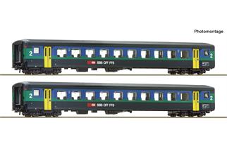 Roco H0 SBB Reisezugwagen-Set EW II B, 2. Klasse, Papagei, Ep. V-VI, 2-tlg.