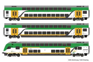 Roco/Hobbytrade H0 (DC) Koleje Mazowieckie Doppelstockwagen-Set, Ep. VI, 3-tlg. *werkseitig ausverkauft*