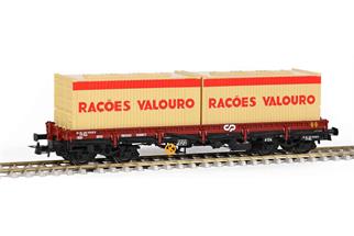 Sudexpress H0 CP Niederbordwagen Sgs, 2x20'-Container Racoes Valouro, Ep. IV