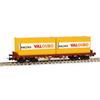 Sudexpress H0 CP Niederbordwagen Sgs, 2x20'-Container Racoes Valouro, Ep. V