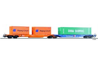 Tillig H0 DB Doppeltragwagen Sdggmrs 744 Kombiwaggon Hapag/China Shipping